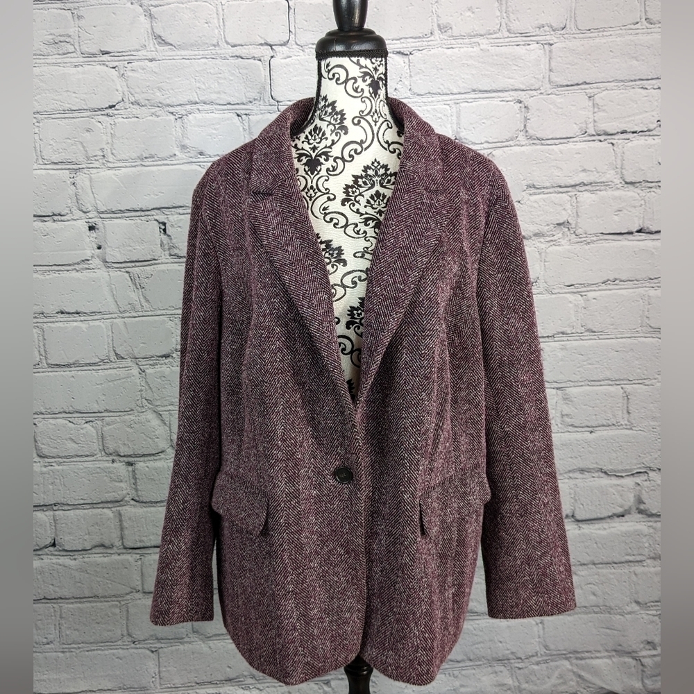 Loft women's long sleeve geo print lined plus size 22 button front jacket bb06